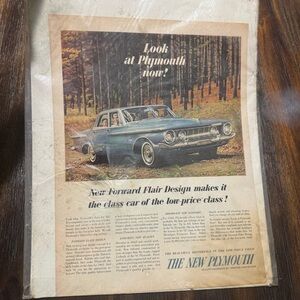 Plymouth 1962 Dealer Advertising Slick Original‎ Vintage Mopar Promo Print